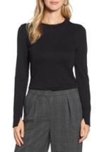 Women's Halogen Slit Sleeve Sweater - Black