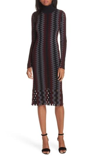 Women's Diane Von Furstenberg Turtleneck Merino Wool Midi Dress, Size - Brown