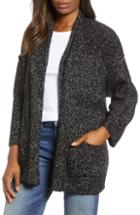 Women's Caslon Open Texture Stripe Cotton Blend Cardigan - Black
