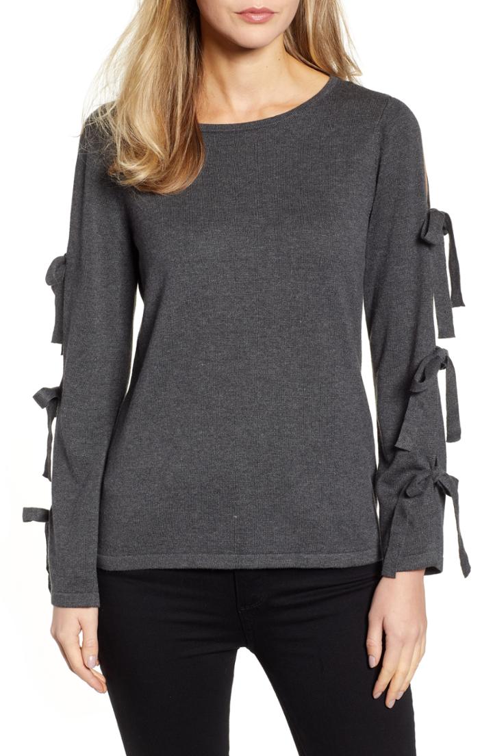 Women's Cece Bow Sleeve Sweater - Grey