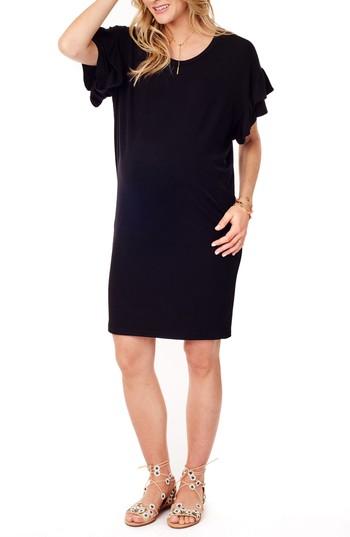 Women's Ingrid & Isabel Ruffle Sleeve Maternity T-shirt Dress - Black