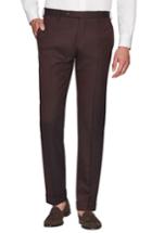 Men's Zanella Parker Flat Front Stretch Twill Wool Trousers - Burgundy