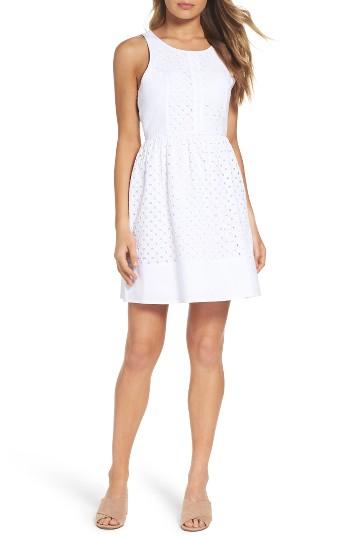 Women's Nsr Eyelet Fit & Flare Dress - White