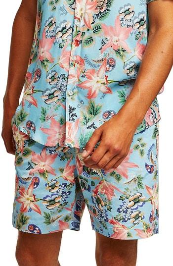 Men's Topman Slim Fit Orchid Print Shorts