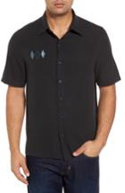 Men's Nat Nast Black Diamond Regular Fit Embroidered Silk Blend Sport Shirt - Black