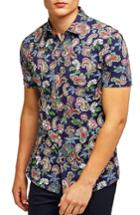 Men's Topma Muscle Fit Paisley Rose Shirt - Blue