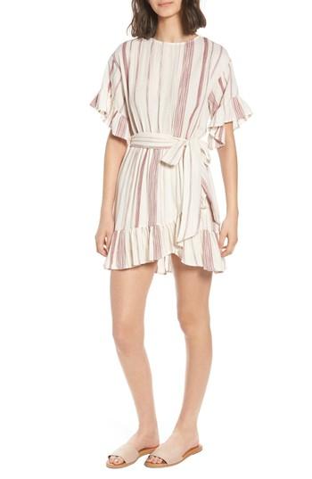Women's Lost + Wander Marian Stripe Ruffle Minidress - Red