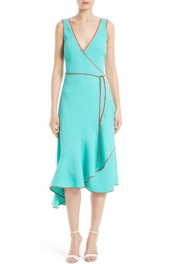 Women's Diane Von Furstenberg Asymmetrical Ruffle Wrap Midi Dress