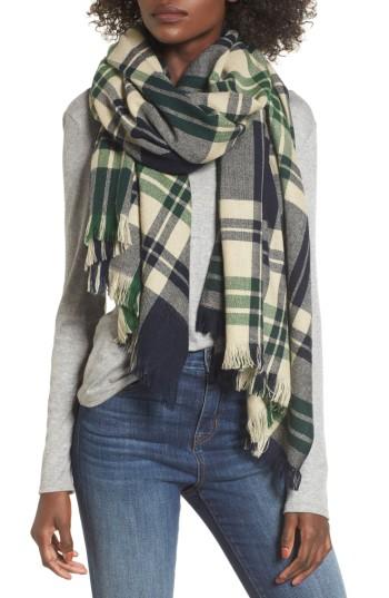 Women's Sole Society Oversize Plaid Wool Scarf, Size - Blue