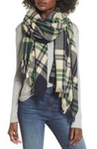 Women's Sole Society Oversize Plaid Wool Scarf, Size - Blue