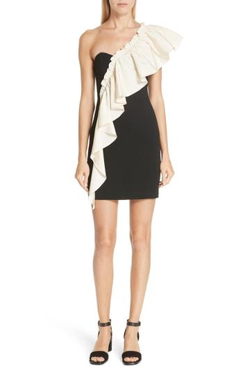 Women's Cinq A Sept Adrie Ruffle One-shoulder Dress - Black