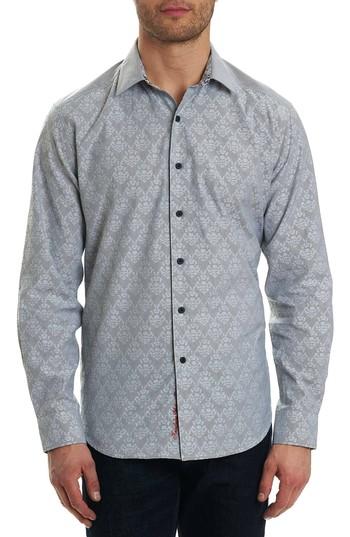 Men's Robert Graham Dynamo Fit Sport Shirt, Size Small - Grey