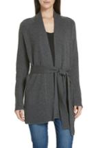 Women's Theory Malinka O Cashmere Tie Waist Cardigan, Size - Grey