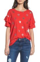 Women's Current/elliott The Ruffle Roadie Tee - Red