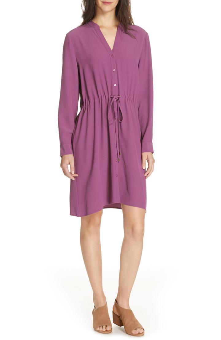 Women's Eileen Fisher Drawstring Shirtdress, Size - Brown