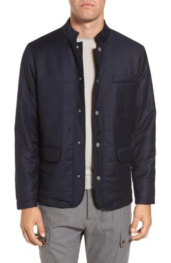 Men's Eleventy Snap Twill Wool Blend Jacket