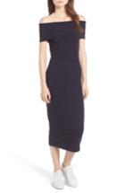 Women's Trouve Ribbed Off The Shoulder Midi Dress, Size - Blue