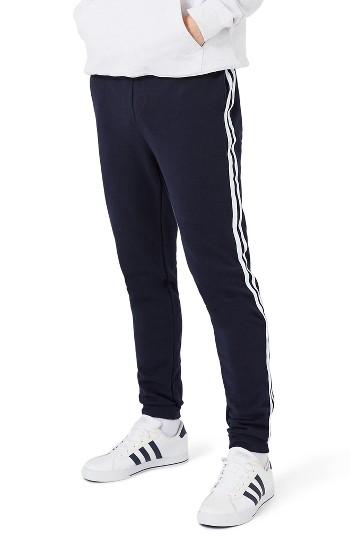 Men's Topman Stripe Taped Sweatpants - Blue