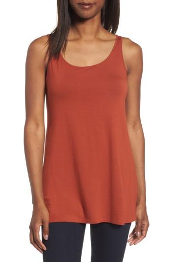 Women's Eileen Fisher Jersey Scoop Neck Long Tank - Red