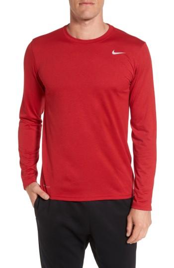 Men's Nike 'legend 2.0' Long Sleeve Dri-fit Training T-shirt - Red