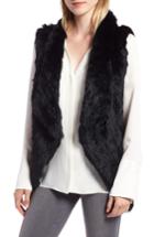 Women's La Fiorentina Ombre Genuine Rabbit Fur Vest, Size - Black