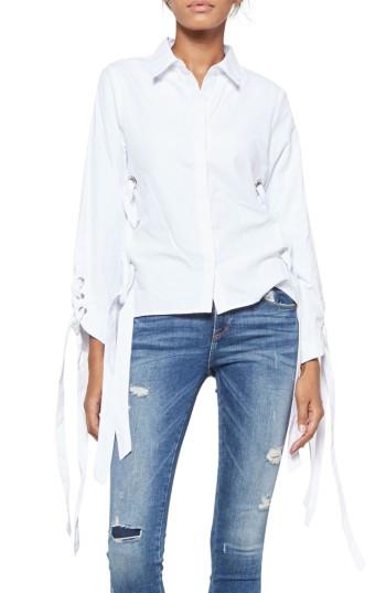 Women's Alpha & Omega Metal Eyelet Blouse - White