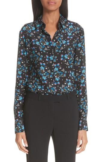Women's Altuzarra Floral Print Silk Blouse Us / 34 Fr - Black