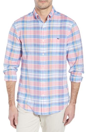 Men's Vineyard Vines Smith Point Tucker Classic Fit Plaid Sport Shirt - Pink