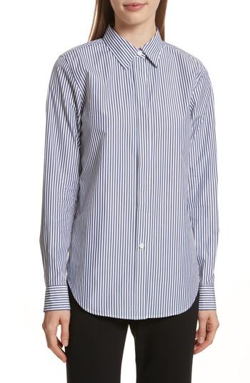 Women's Theory Essential Button Down Cotton Shirt - Blue