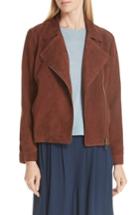 Women's Eileen Fisher Asymmetrical Zip Suede Jacket, Size - Brown