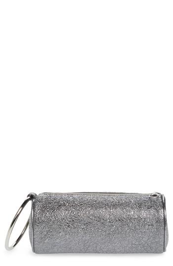 Kara Crinkled Metallic Leather Duffel Wristlet Clutch -