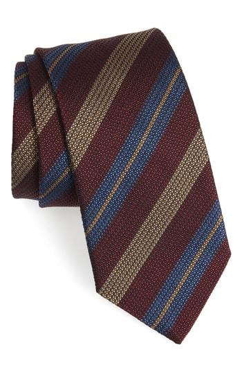 Men's Eton Stripe Silk Tie, Size - Burgundy