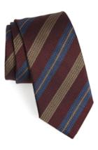 Men's Eton Stripe Silk Tie, Size - Burgundy