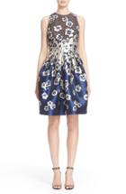 Women's Carmen Marc Valvo Couture Floral Applique Cutaway Cocktail Dress