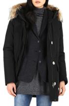 Women's Woolrich High Collar Arctic Down Parka With Genuine Coyote Fur Trim - Black