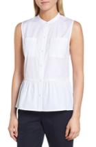 Women's Nordstrom Signature Sleeveless Peplum Cotton Blouse - White
