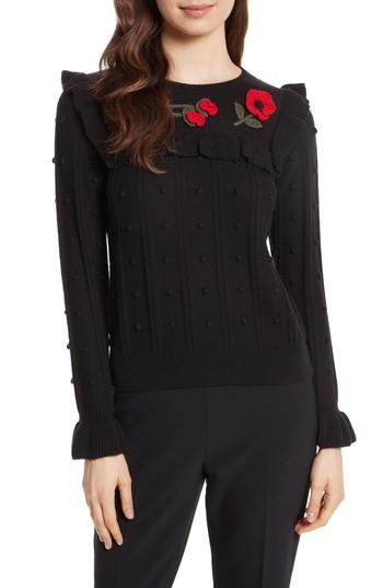 Women's Kate Spade New York Poppy Embroidered Sweater - Black