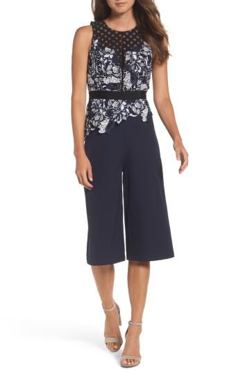 Women's Adelyn Rae Lynnette Mixed Media Jumpsuit - Blue