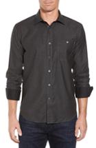 Men's Bugatchi Trim Fit Heathered Sport Shirt - Black
