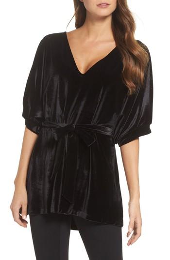 Women's Leota Tamara Belted Velvet Top - Black