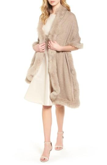 Women's Max Mara Aria Cashmere Scarf With Genuine Fox Fur Trim