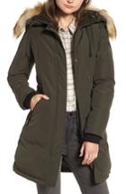 Women's Sam Edelman Faux Fur Trim Down Jacket, Size - Green