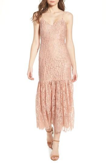 Women's Nbd Brielle Lace Midi Dress - Pink