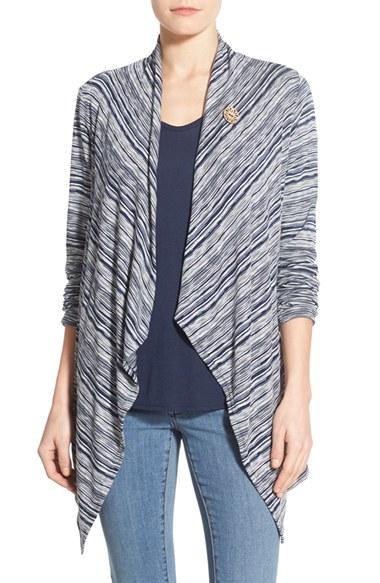 Women's Bobeau One-button Fleece Wrap Cardigan