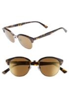 Women's Web 49mm Half Rim Sunglasses - Shiny Gunmetal/ Brown Mirror