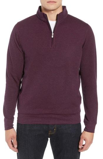 Men's Peter Millar Crown Comfort Jersey Quarter Zip Pullover - Burgundy