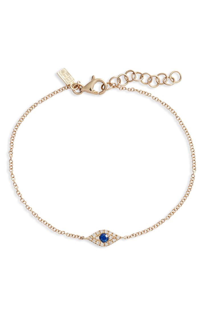 Women's Ef Collection Evil Eye Diamond & Sapphire Line Bracelet