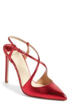 Women's Francesco Russo Criss Cross Genuine Snakeskin Pump .5us / 36.5eu - Red