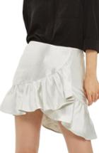 Petite Women's Topshop Metallic Ruffle Miniskirt P Us (fits Like 2-4p) - Metallic