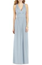Women's After Six Crisscross Back Ruched Chiffon V-neck Gown - Blue